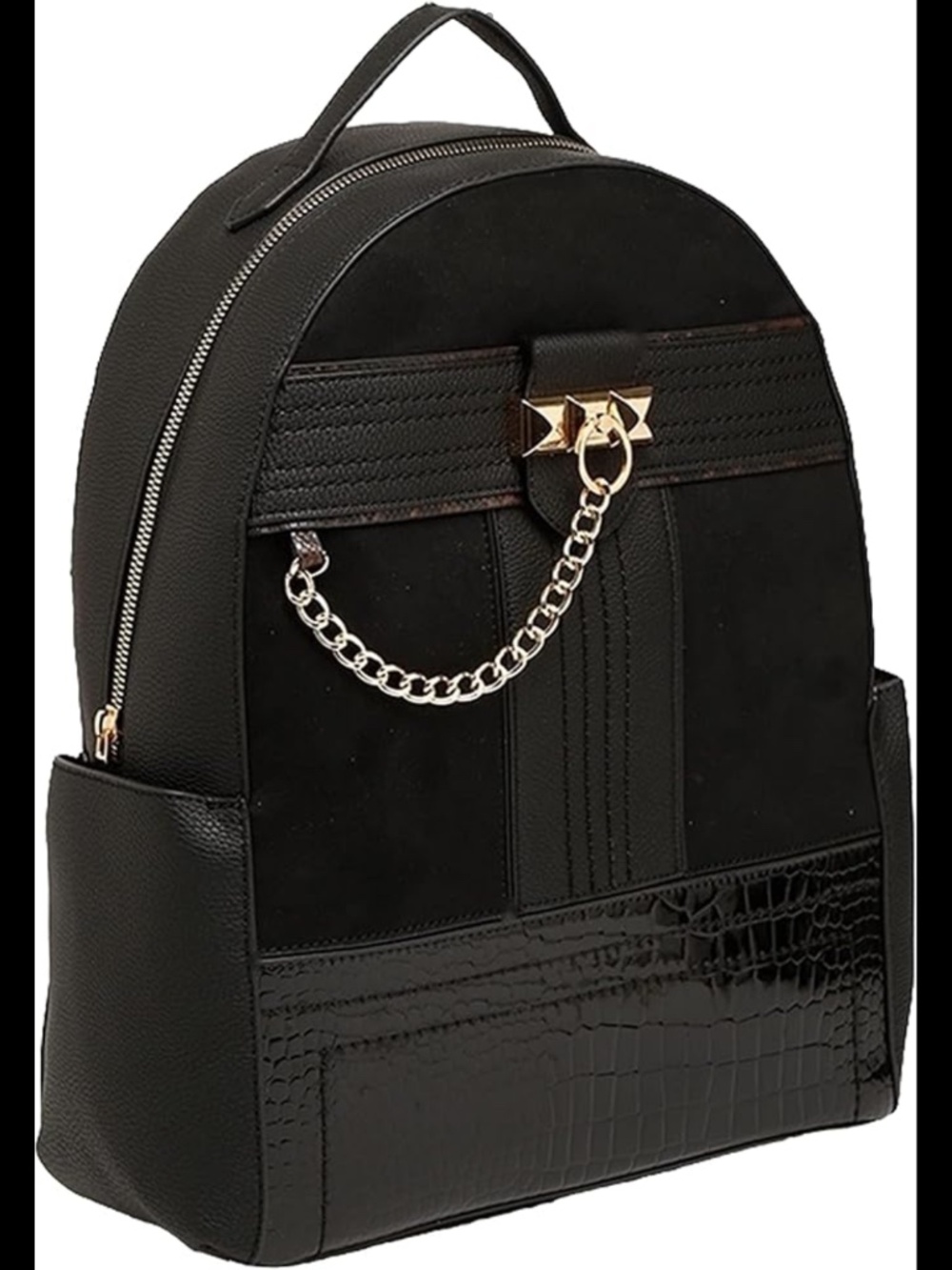 Call It Spring Black Backpack With Gold Chain Bag - Picture 2 of 6